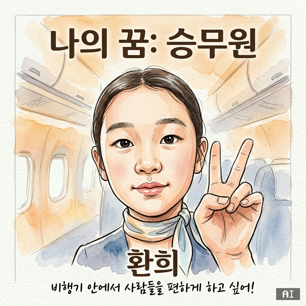 승무원 꿈 캐리커처