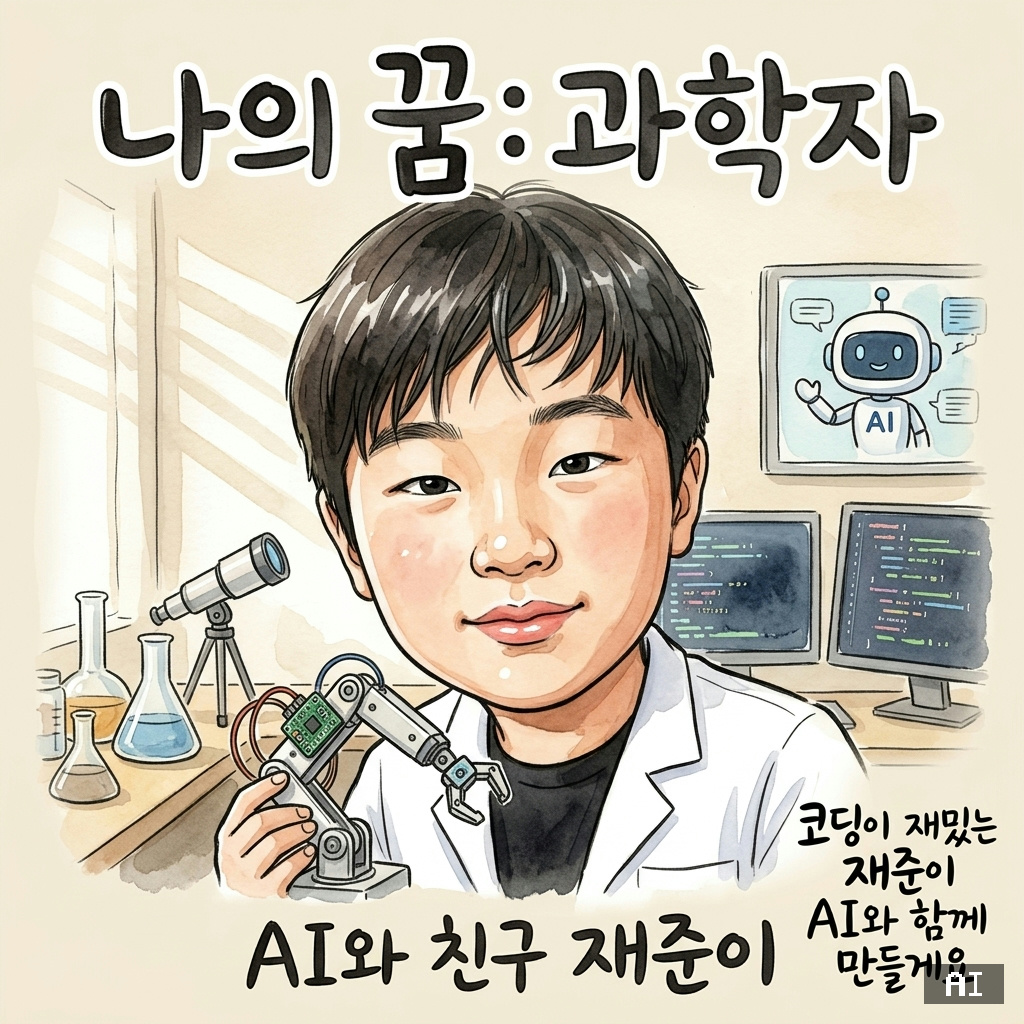 과학자 꿈 캐리커처