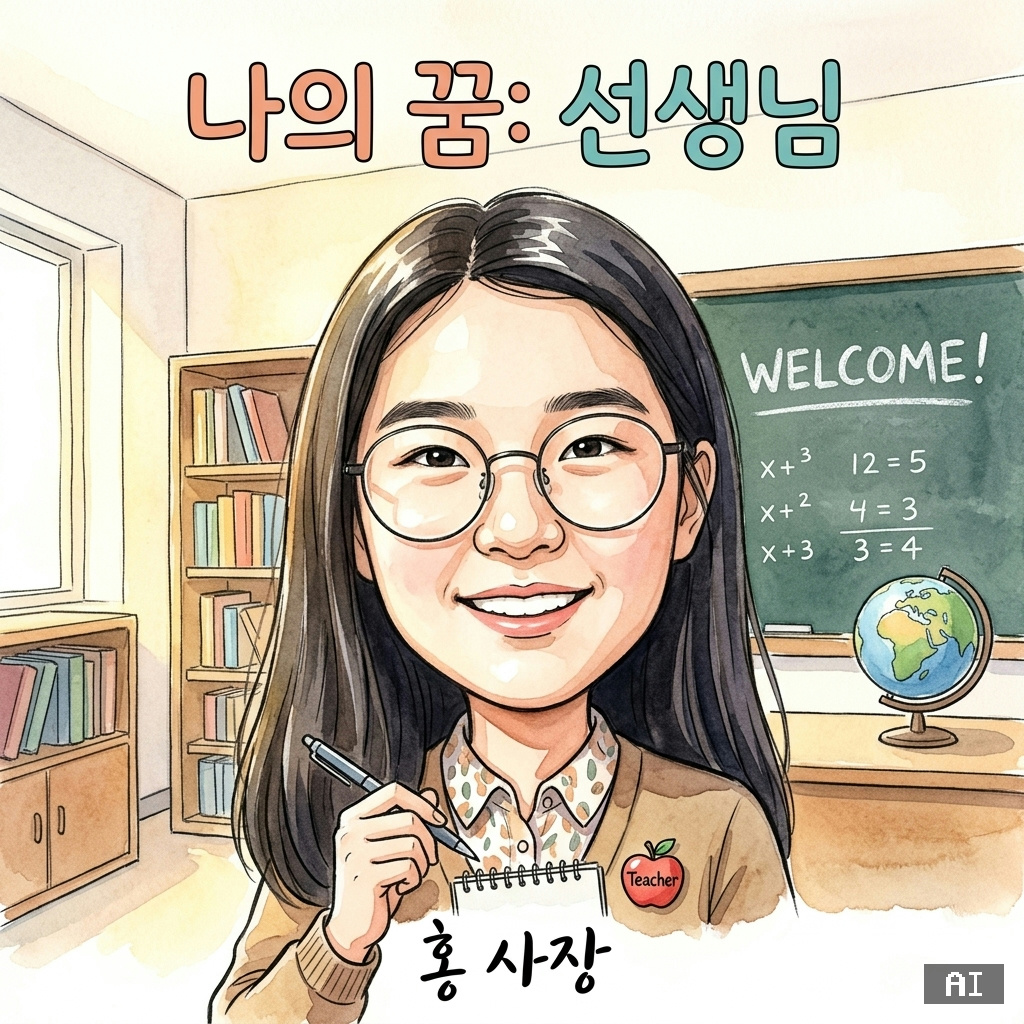 선생님 꿈 캐리커처