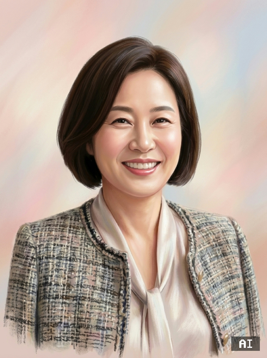 AI 캐리커처 인쇄 예시 — 중년 여성