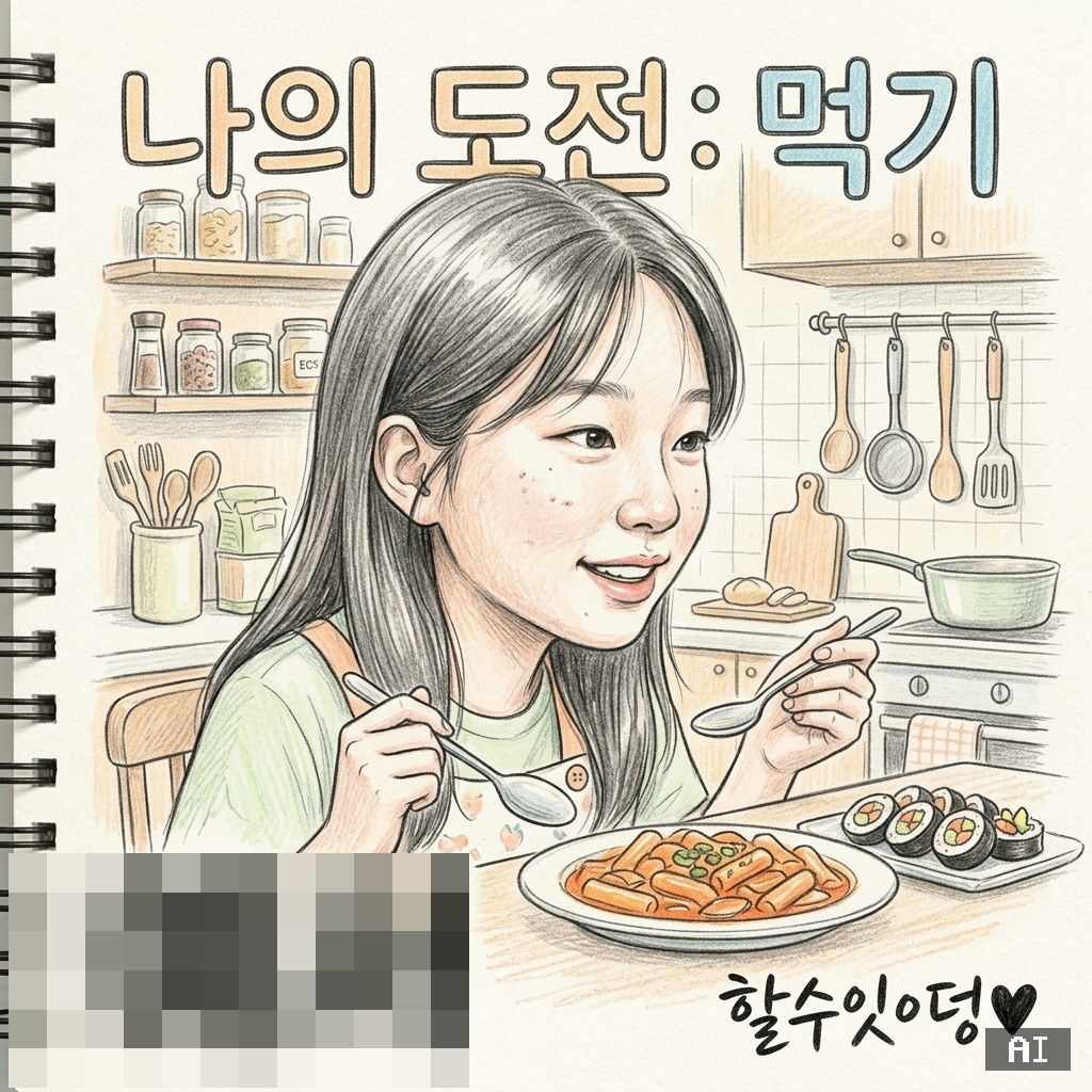 AI 캐리커처 예시 — 맛있게 먹기