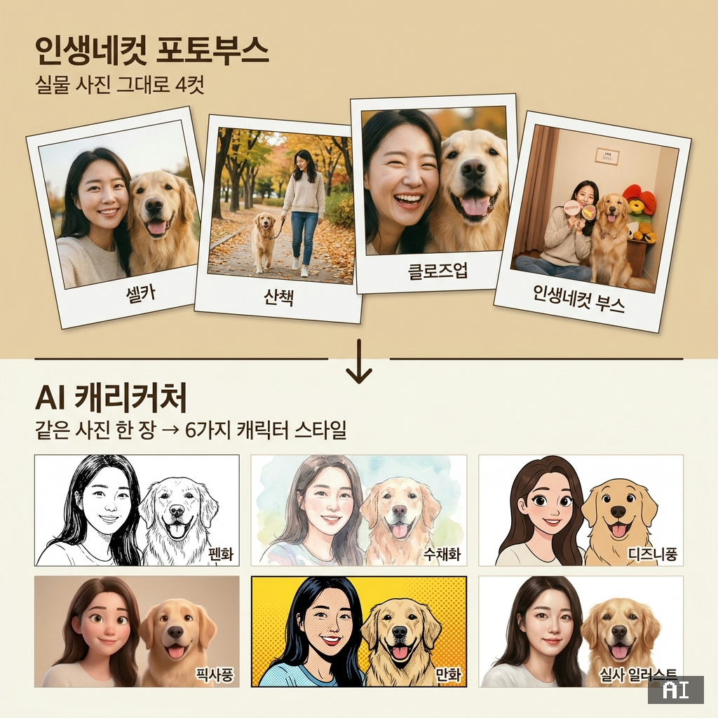 인생네컷 vs AI 캐리커처 비교