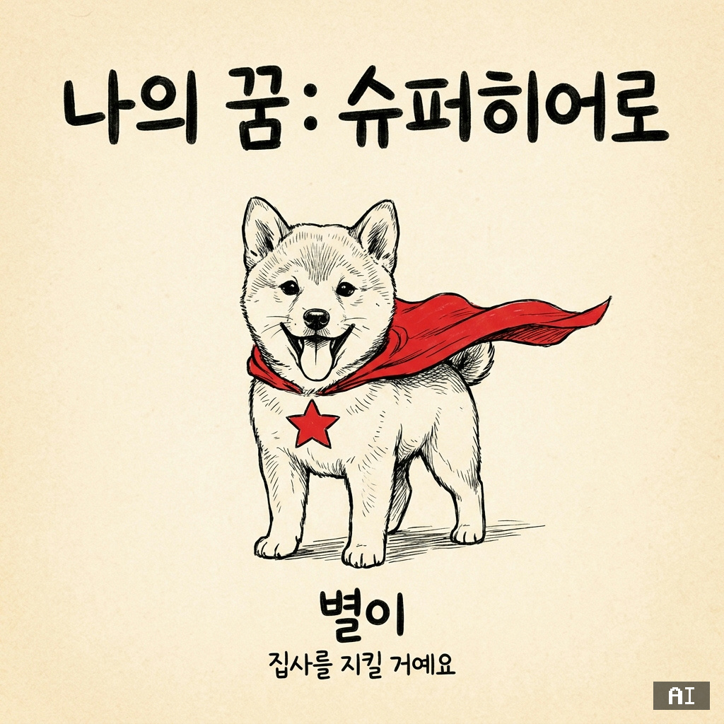 강아지 슈퍼히어로 캐리커처