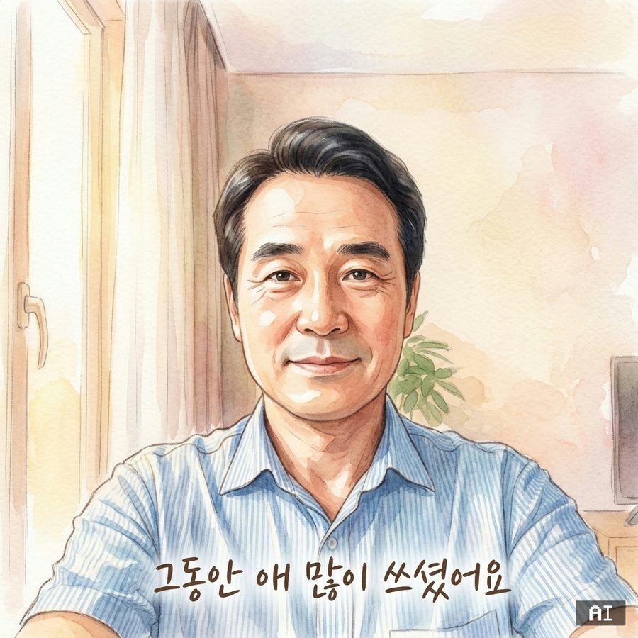 힐링 캐리커처 예시 — 중년 남
