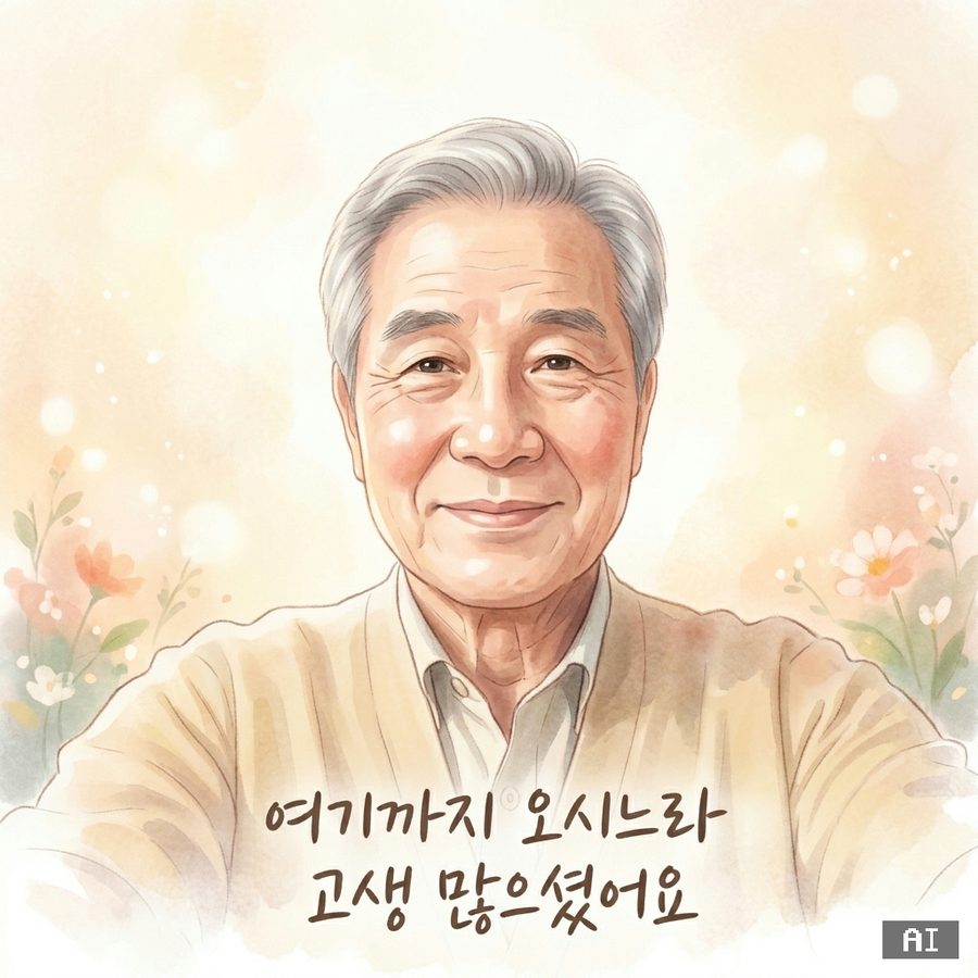 힐링 캐리커처 예시 — 어르신 남