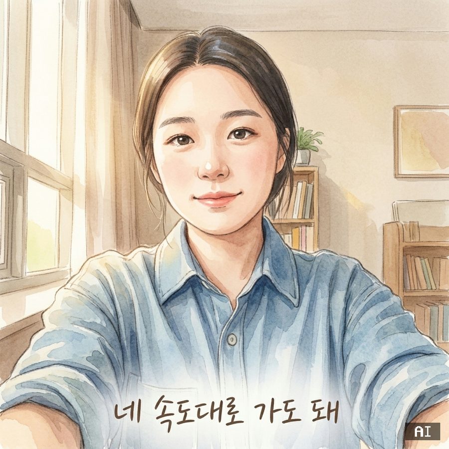 힐링 캐리커처 예시 — 학생 여