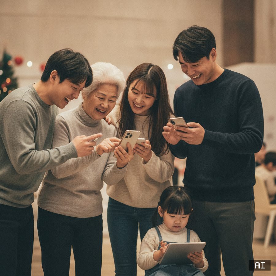 줄 서지 않고 각자의 휴대폰으로 동시에 참여하는 모습