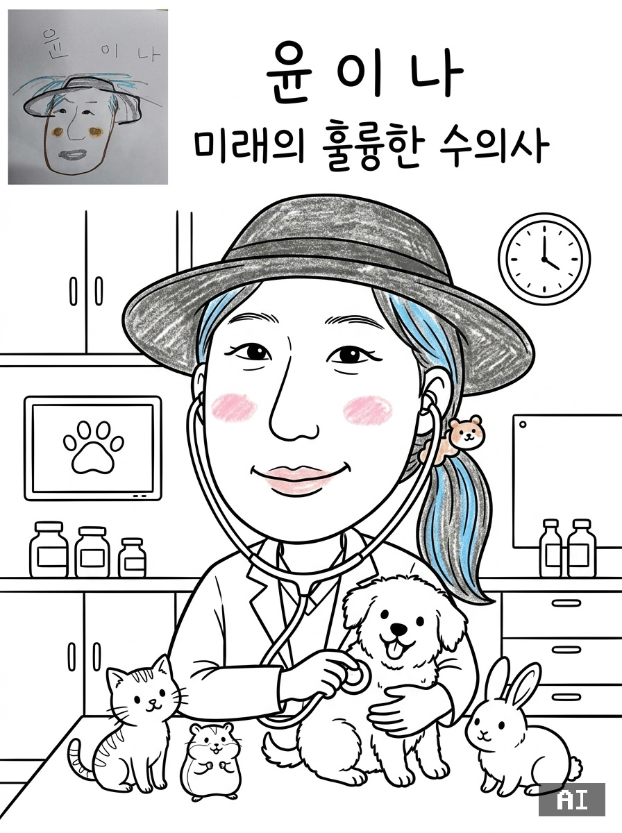 윤이나 수의사 색칠 도안 — 이름 포함