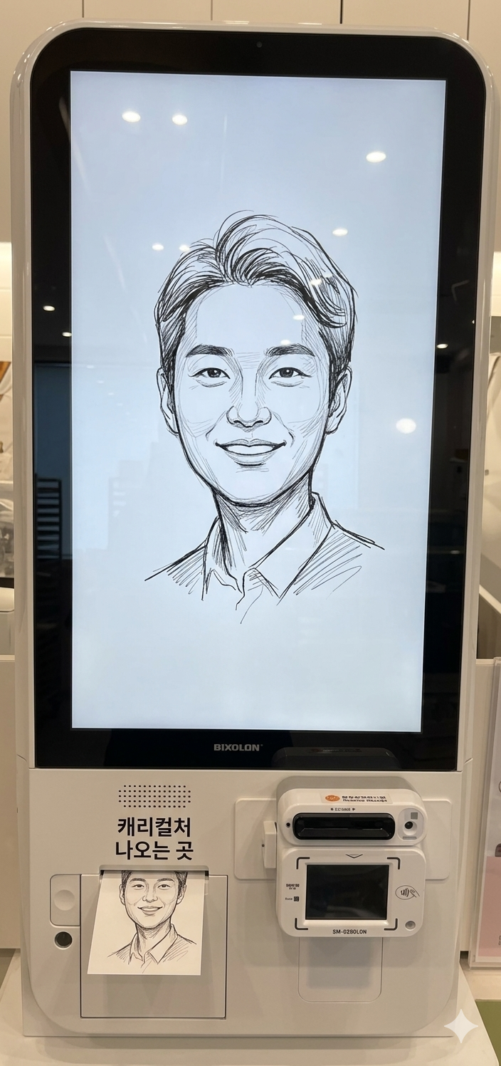 AI 캐리커처 키오스크 스케치 스타일 화면