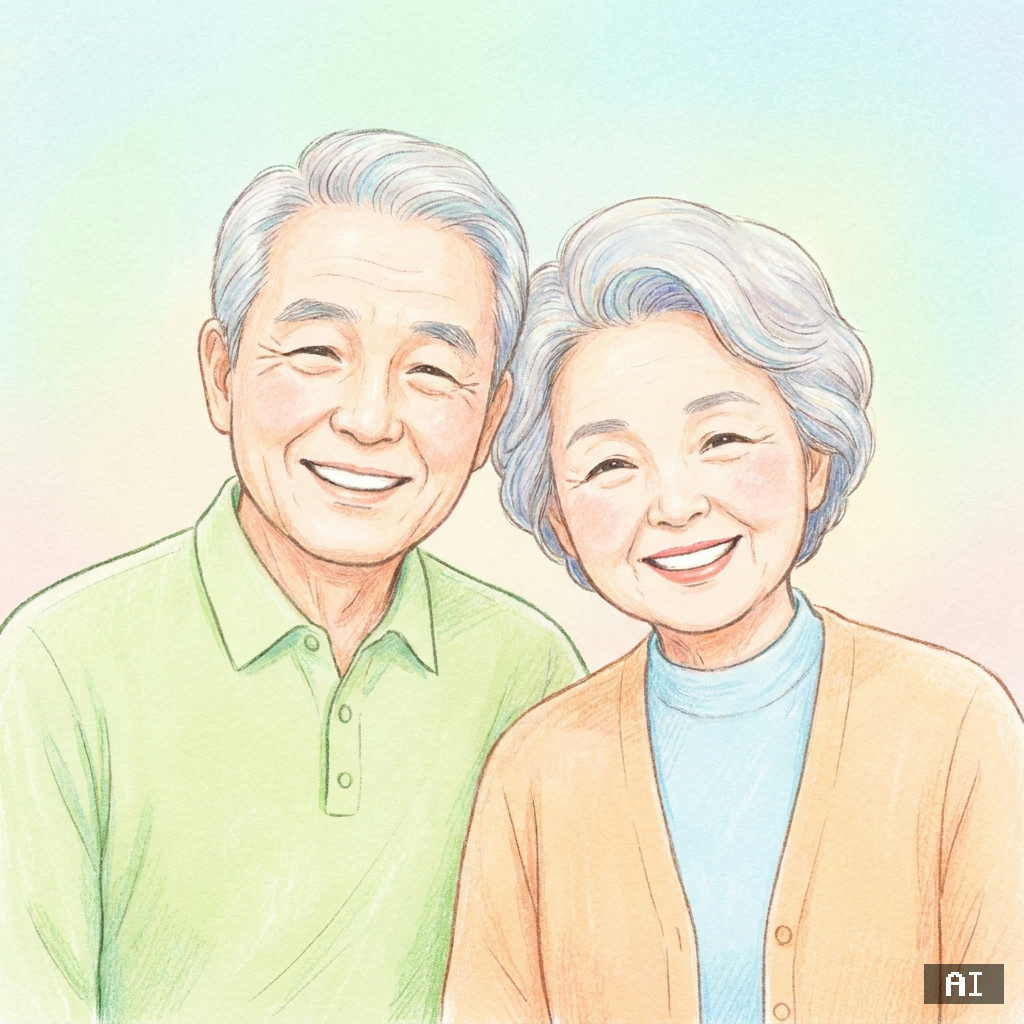 AI 가상 노부부 모델 파스텔 초상